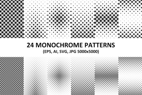 24 Monochrome Octagram Star Patterns Graphics Review