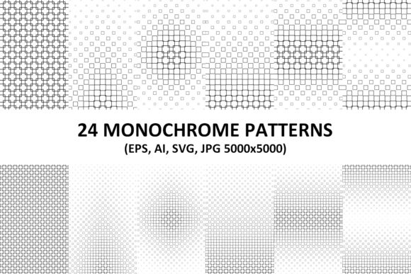 24 Monochrome Square Patterns: Premium Graphics for Local Branding