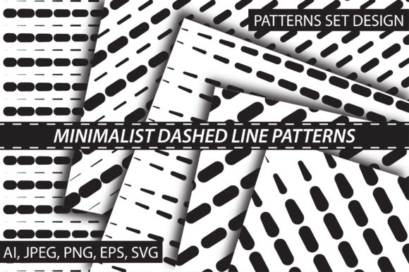 Black Dashed Line Patterns Graphics for Real Crafting