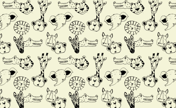 Cartoon Animal Face Seamless Patterns for Graphics and Branding