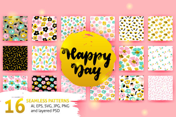 Flower Paint Seamless Patterns Review for Graphics and Patterns