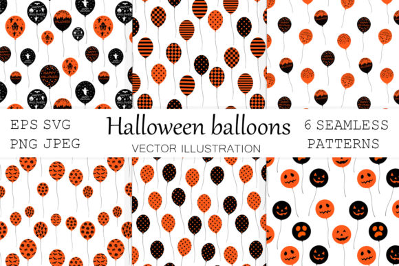 Halloween Balloons Graphics and Patterns for Publishers
