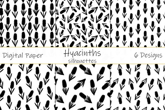 Hyacinths Flowers Silhouettes Patterns for Modern Graphics