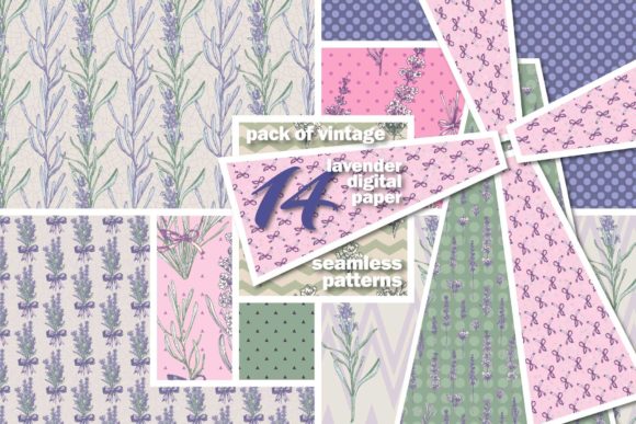 Lavender Vintage Seamless Patterns: Graphics for Authentic Branding