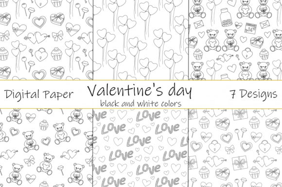 Patterns Valentine s Day Black and White Graphics Review