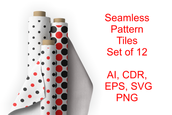 Set of 12 Polka Dot Seamless Patterns for Graphics and Crafts