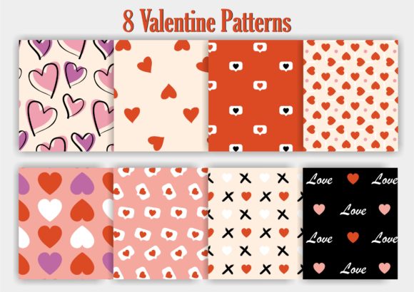 Vintage Valentine Day Patterns Graphics for Designers